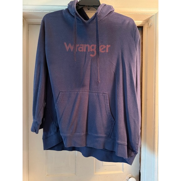 Wrangler Tops - Wrangler Womens 3XL Navy Blue Logo Fleece Hoodie Sweatshirt LWRK78S